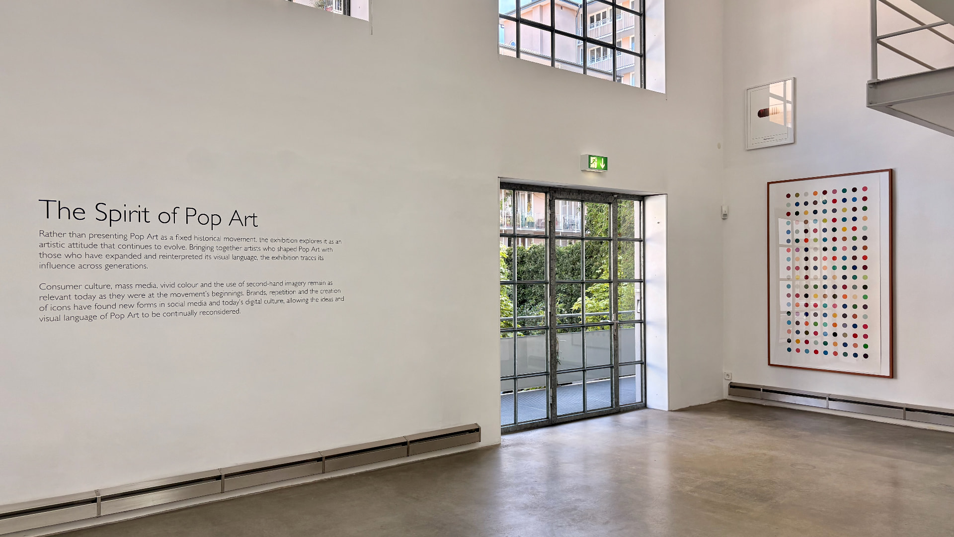 Installation view of The Spirit of Pop Art: exhibition title wall